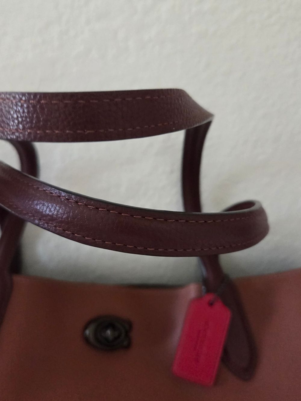 COACH C0692 Willow Leather Tote in Colorblock with Signature Canvas In Saddle - Picture 5 of 14